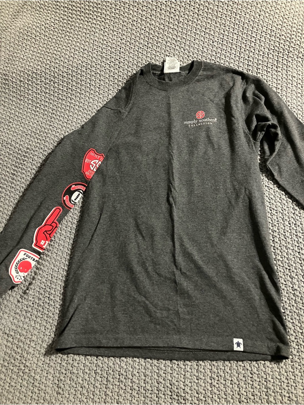 Simply Southern Charcoal Gray Tee with Red Logo